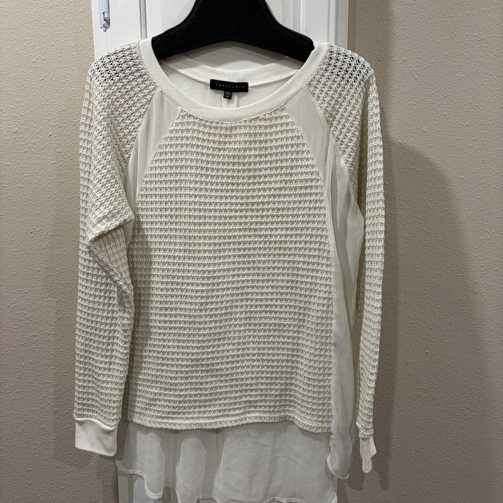 Sanctuary White Textured Knit Top